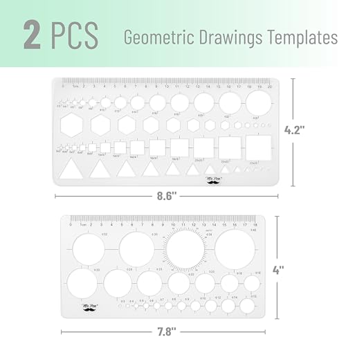 Image of Mr. Pen- Circle Template, 2 pcs, Circle Template for Drawing Stencils, Shape Stencils, Geometric Stencils, Drawing Templates Stencils, Drafting Supplies