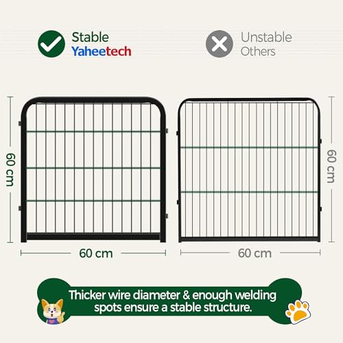 Yaheetech Welpenlaufstall 60cm hoch, 8-teilig Welpenauslauf, flexibel und faltbar, Automatische Verriegelung, Welpengitter für drinnen und draußen, Aufbau werkzeugfrei