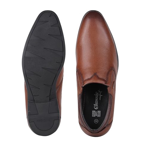 Image of Red Chief Mens Red Chief Genuine Leather Formal Slip on for Men | Pull-on Shoes for Men | Tan | Rc3975lr Oxford