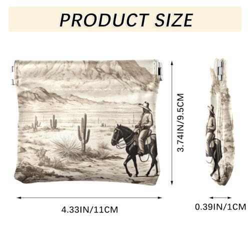 Western Cowboy Theme Coin Purse Leather Pouch Change Purse, Squeeze Coin Pouch for Cards, Keys & Lipsticks, Unisex3