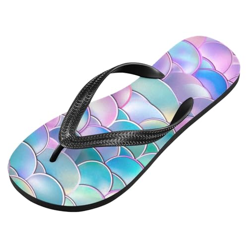 Womens Flip Flops Pink Blue Mermaid ScaleNon-Slip Casual Beach Slippers Rubber Sandals214B2724