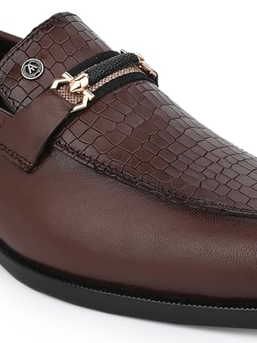 Image of ALBERTO TORRESI Genuine Leather Men's Calabria Brown Buckle Slip-ONS