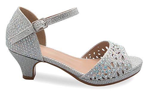Image of Olivia K Girl's Cute Adorable Strappy Glitter Open Toe Heel Sandals - Adjustable buckle