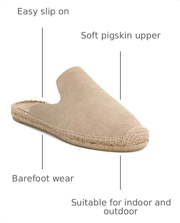 Image of Women's Simple Mule Breathable Flat Espadrilles Shoes, Pure Color Mules