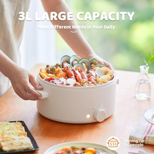 image for olayks. olayks Electric Hot Pot, 3L Portable Electric Pot with Ceramic