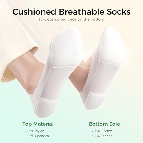 Image of Heatuff 7 Pairs No Show Socks Womens Cushioned Non Slip Low Cut Invisible Liner Footies Socks for Flats Loafers