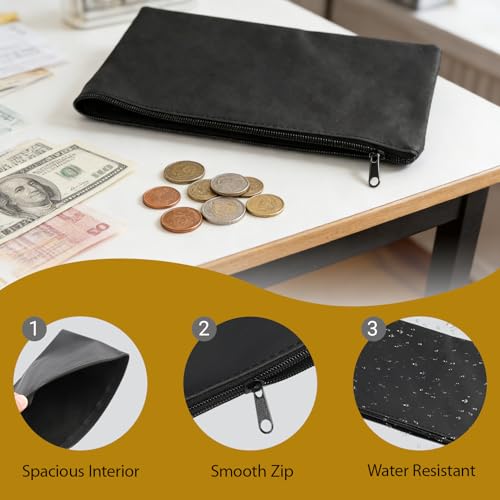 3 Stück Geldtaschen Banktasche banktasche Schwarz für A5 Dokumente, praktische geldtaschen banktasche aus PU-Leder zur geordneten geldscheine aufbewahrung für Alltag und Büro