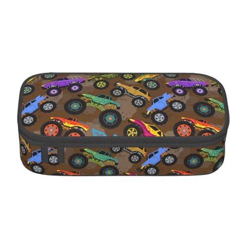Image of Monster Cartoon Truck Pencil Case Big Capacity Storage Pencil Pouch Stationery Bags With Zipper Portable Pen Holder Box Organizer For Boys Kids Student College School Office Supplies