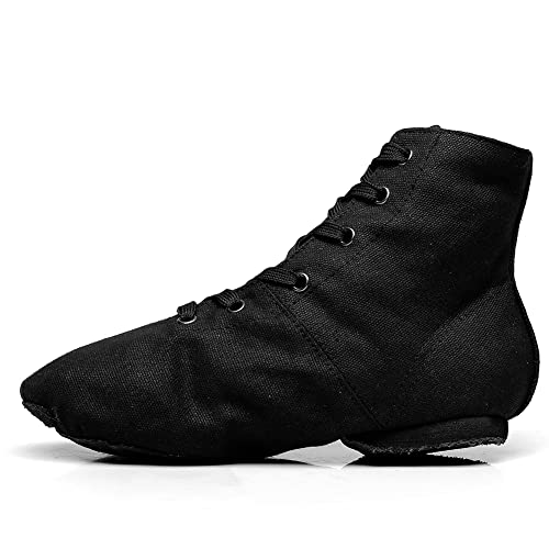 MSMAX Jazz Tênis de dança botas de treino de dança, Preto, 8 Narrow