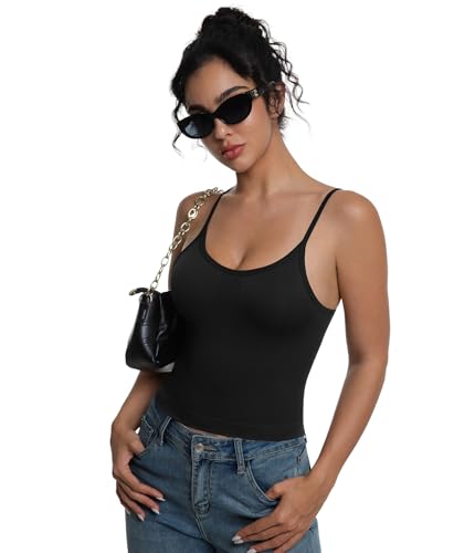 3 Pack Women Basic Scoop Neck Tank Top Summer Going Out Cami Shirt Double Lined Adjustable Camisole Top2