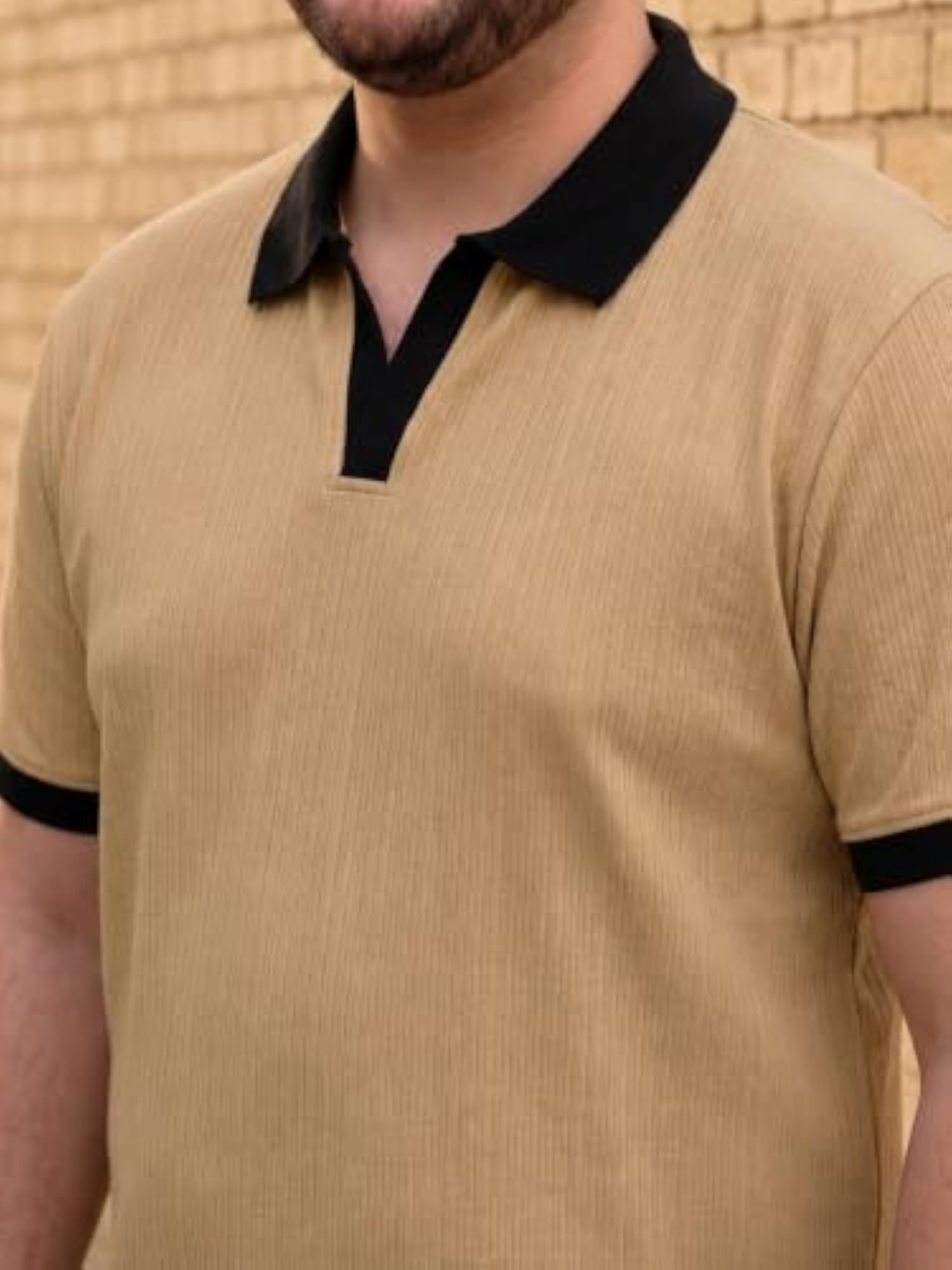 Plus Size Textured Polo T-Shirts, Sandorix