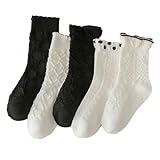 [JETSO 4U] キッズ 子供 靴下 5足セット クルーソックス 子供フォーマル服用 可愛い 綿 通学 卒業式 発表会 通園伸縮 通気性 吸汗 女の子 ハイソックス かわいい 靴下 くつした (A/bk,S/約1-3歳)