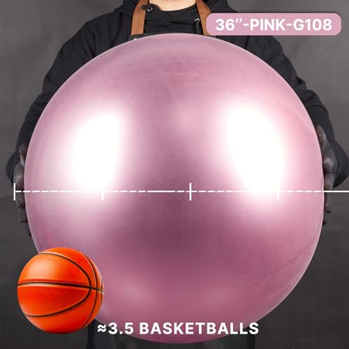 Image of PartyWoo Metallic Pink Large Balloons 4 pcs 36 Inch Big Jumbo Giant Pinkish Purple Latex Helium Balloons for Graduation Wedding Baby Shower Bachelorette Birthday Party Decorations Pink-G108