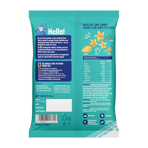 Slurrp Farm Healthy Snacks for Kids | Mighty Puff Cheese & Herbs| Not Fried, No Maida | Snack for School Tiffin and Travel-Friendly | 8X 20g Each