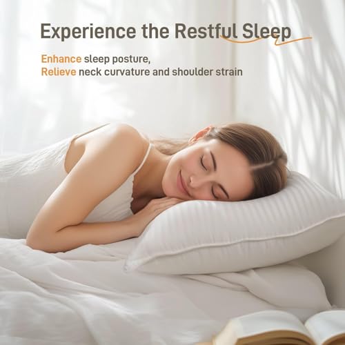 Image of Lyralith Hypoallergenic Cotton Cover with Down Alternative Pillow, King Size, Luxury Hotel Quality, Ideal for Side, Back and Stomach Sleepers, Oeko-TEX Certified