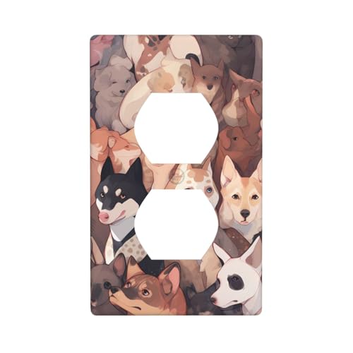 HYTTER Panel de pared de doble enchufe con impresión de imágenes de perro, placa de cubierta de enchufe eléctrico, decoración duradera, 4.5 x 2.75 pulgadas