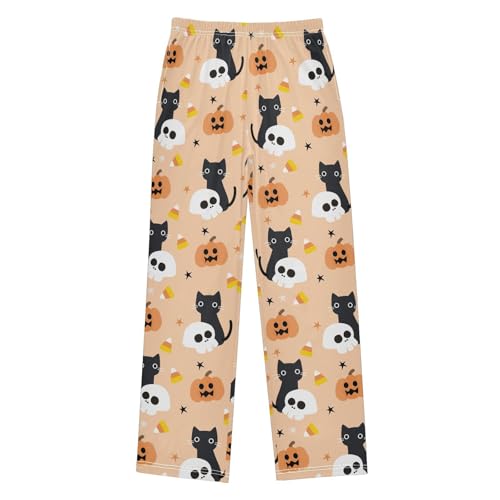 Boys' Pants Cat Halloween Pumpkin Long Bottoms Jogger Pants Elastic Waist Trousers with Pockets S-XL