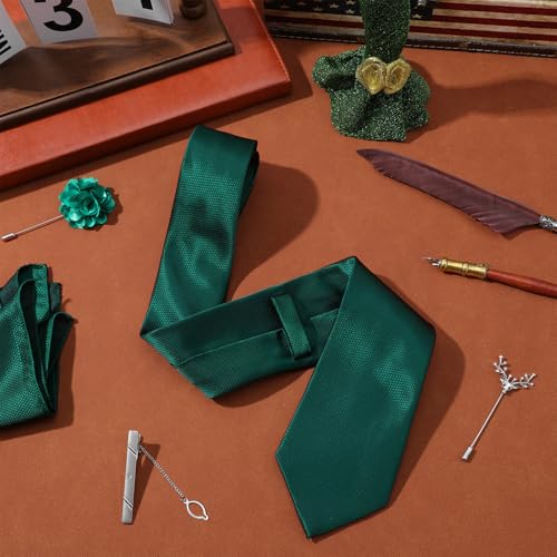 Set de corbata para hombre con pañuelo, clip y pin en caja miniatura 4
