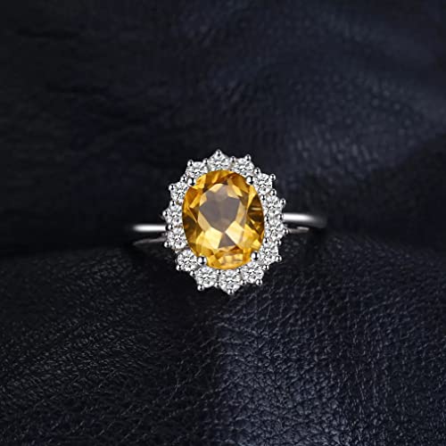 Bague Citrine halo Argent 925 joaillerie de fiançailles haut de gamme