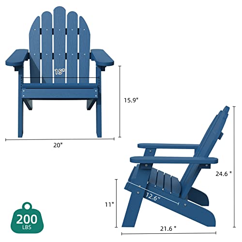 Dwvo Adirondack Chair, All Weather Resistant, Indoor Outdoor Adirondack Chairs For 3+ Years Old, Easy-Maintenance Patio Chair For Backyard, Lawn & Deck, Blue #TOP2
