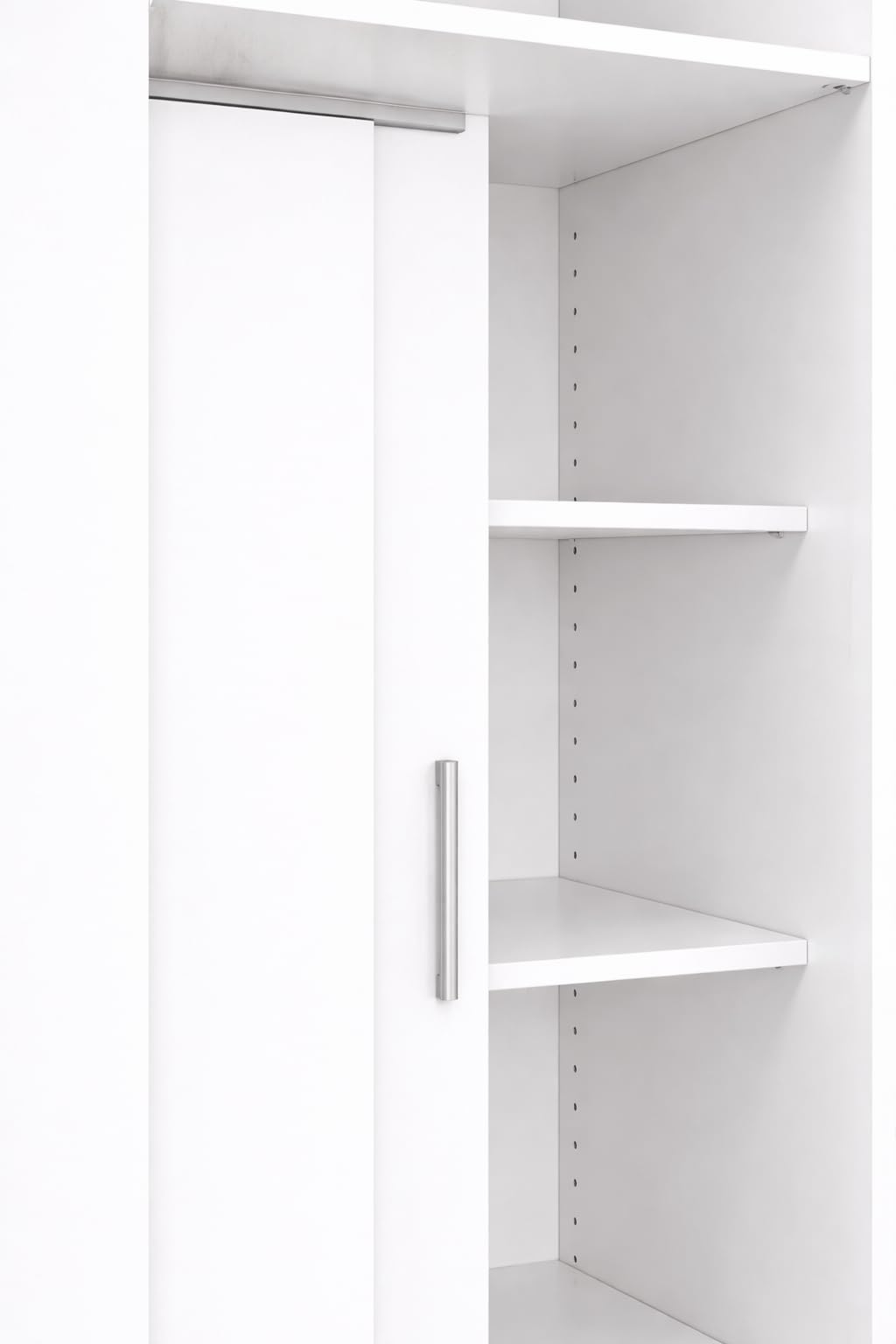 Armario con 2 Puertas Correderas - 157x81x38 cm - Blanco y Melamina - Diseño Moderno y Compacto - Ideal para el Hogar y Optimizar Espacios