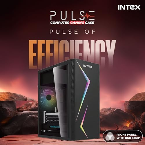 Image of Intex Pulse Gaming Cabinet | Micro-ATX, ITX | RGB Strip Front | Acrylic Side Panel | Dual USB 1.0 | Smooth Airflow | Easy Assembly | Compact Design | 250mm VGA Support
