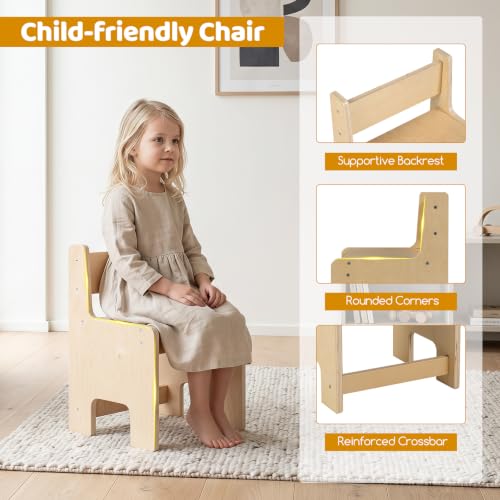 Image of Costzon Toddler Table and Chair Set, Wooden Sensory Table w /2-Sided Boards & 2 Foldable Storage Bins, All-in-One Kids Activity Table for Drawing, Crafting, Sand and Water Play (Light Wood Tone, 2 PCS)