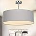 Produktbild Deckenleuchte, SPARKSOR Stoff Deckenlampe, Grau Rund Pendelleuchte für Wohnzimmer Schlafzimmer Küche Esszimmer, Durchmesser 45cm, Chrom matt, Warmweiss 3-flammig E27