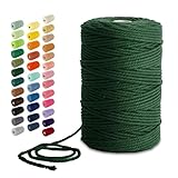 Nook Theory Macrame Cord - 3mm 220 Yards Cotton Rope, 4mm 5mm Yarn, String for Crafts, Perfect for Macrame Wall Hanging and Boho Decorations (Forest Green)