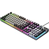 ZGUZMCMK メカニカルゲーミングキーボード、RGBバックライト付きUSB 104キー、クイックレスポンス、快適なマルチメディアコントロール、デスクトップPCコンピューター用, グレーブラック
