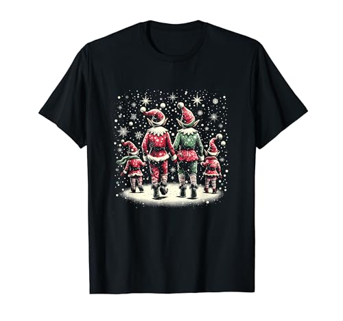 Familia de elfos de Navidad - Vintage Xmas Elf Squad Crew a juego Camiseta