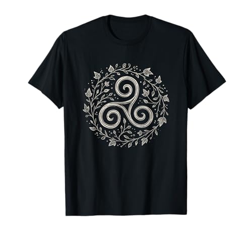 Triskelion Celtic Spiral Druid Pagan Leaf Nature Art Symbol T-Shirt