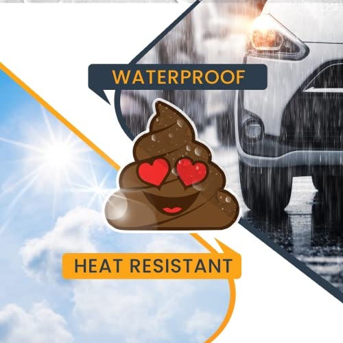 Image of Magnet Me Up Poop Emoticon with Heart Eyes Car Magnet Decal, Cute Self-Expression Decorative Magnet for Car, Truck, SUV, Or Any Other Magnetic Surface, Valentine's Day, Made in USA