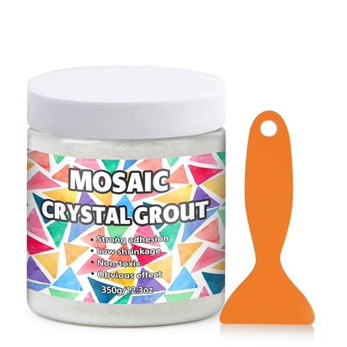 OOTDART Mosaic Crystal Grout, Mosaics Tile Tools, Mosaic Tile Accessories – Essential for Handmade Grouting and Perfect for DIY Craft Projects (White, 12.3oz)