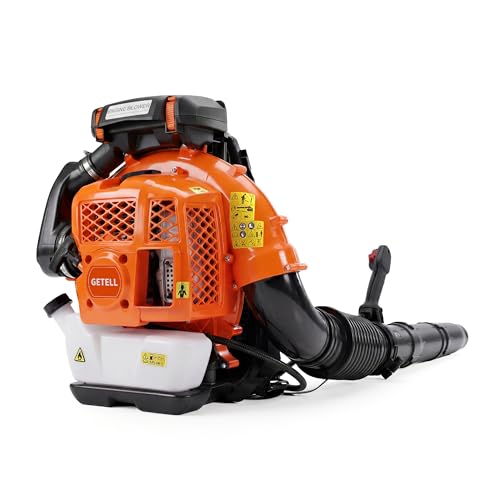 Getell 80cc Gas Backpack Leaf Blower, 900CFM 206MPH 2-Stroke Engine, Heavy-Duty Leaf & Snow Blower for Lawn, Garden & Commercial Use (853 EZ)