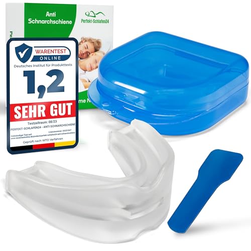 Perfekt-Schlafen24® 2-in-1 Anti Schnarch Schiene Gerät – Schnarchstopper Knirscherschiene für Nacht| Schnarchschiene Zahnschutz|Schnarchen Stopper Zahnschiene Knirschen|Aufbissschiene Gegen Schnarchen