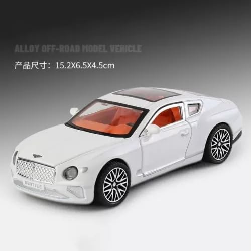 Image of WORSHIPER 1:32 Bentley Continental GT Diecast Metal Pull Back Car with 6 Openable Doors with Sound and Light Toy Decoration car Best Gift Toys for Kids (Bentley Continental GT 1:32 - White)