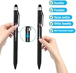 5-in-1 Stylus stylo & multicolore stylo en un, stylo multifonction avec boîte cadeau en métal, bleu noir rouge stylo à bille vert Ipad avec Style universel stylo multicolor pour écrans tactiles (noir)