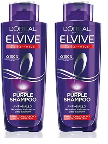 L'Oréal Paris Shampoo Antigiallo Color Vive Purple, Shampoo Antigiallo Per Capelli Schiariti, Biondi, Decolorati E Grigi, 200 Ml (Confezione da 2)