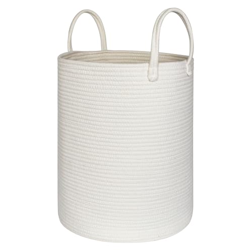 MEGASKET Large White Laundry Basket, 15'x18' Tall Blanket Storage Living Room, XL Cotton Rope Toy...