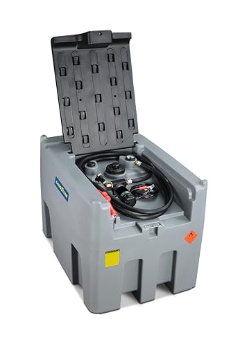 Goodyear - Depósito de Trasvase Diesel 400L Portátil, Bomba 12V 140W, Caudal 40L/min, Tanque de Combustible con Tapa Bloqueable y Candado, Pistola Automática, Ideal para Maquinaria y Obra