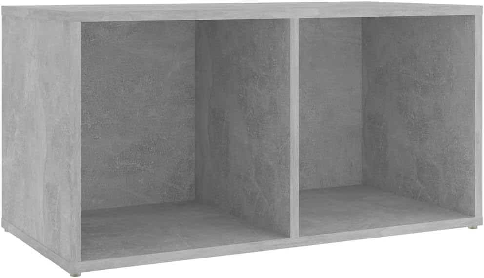 Modern Concrete Grey TV Cabinet 28.3 x 13.8 x 14.4 in Engineered Wood Entertainment Center with Adjustable Shelves, Compact Media Console for Living Room Bedroom Office