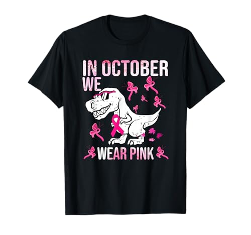 En octubre usamos cáncer de mama rosa Trex Dino Kids Toddler Camiseta