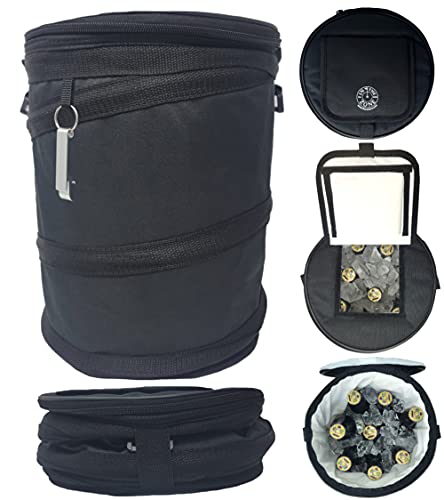 Golf Cart Cooler Bag on Golf Cart or Push Cart - Pops Up and Collapses Flat - Personal Cooler-Golf, Beach, Camping, Tailgating, Vacation and Travel Cooler-Use in Cart Basket or on Fender