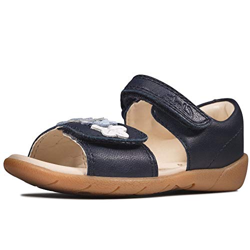 Clarks Zora Finch T, Sandalias Punta Cerrada para Niñas, Azul (Navy Leather Navy Leather), 24 EU