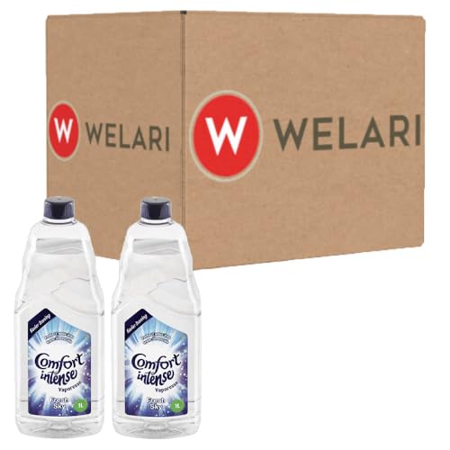 Comfort 2 x 1L Intense Limescale Protection with Welari Thank You Card Easing Ironing Fresh Sky Vaporesse Liquid (2L)