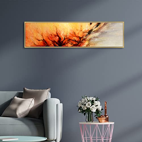 Image of PAINTINGMANTRA Abstract Galaxy in the Star Large Canvas Painting Framed Panel Wall Painting, Framed Luxury Paintings for Home Decoration, Living room, Bedroom and Office Decor (Yellow, 13x47 Inch)
