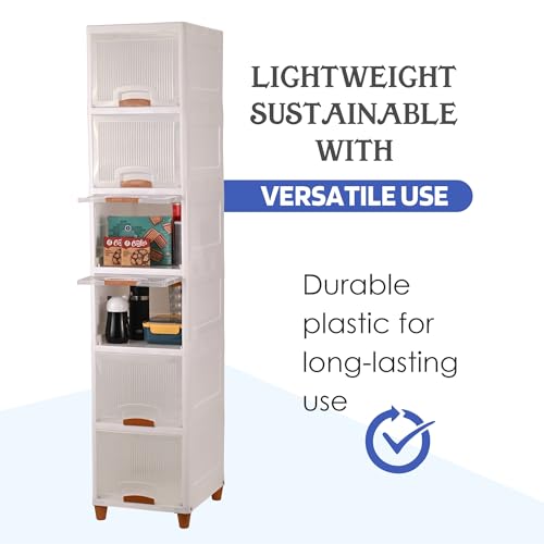 Image of YASONIC π² π§πΆπ²πΏ Foldable Plastic Rack for Storage /Kitchen Cupboard /Versatile and Sturdy Wardrobe for Clothes /Multipurpose Storage Organizer /Closet for Bedroom /Living Room /Laundry Room (Off White)