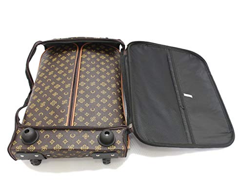 Kit Mala de Viagem de Bordo Quadrada Couro Lisa Estampa Letra C Cor: Marrom-escuro