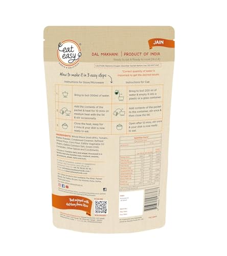 Image of Eat Easy Ready To Eat Jain Meal Combo- Dal Tadka & Dal Makhani (62g Each) | No Garlic No Onion Ready to Eat & Cook Travel Food | Freeze Dehydrated | 100% Veg | No Preservatives | Just Add Water Instant Food